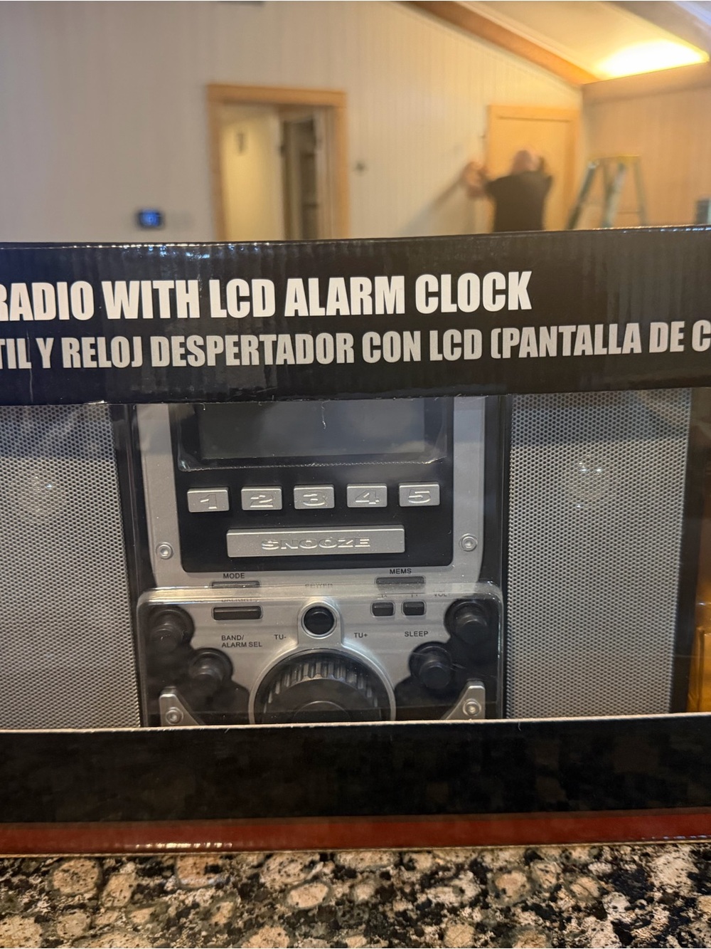 Portable LCD Alarm Clock Radio - Black and Silver
